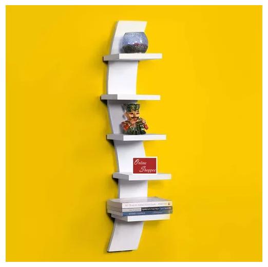 

Onlineshoppee Floating MDF 5 Tier Wall Shelves - White