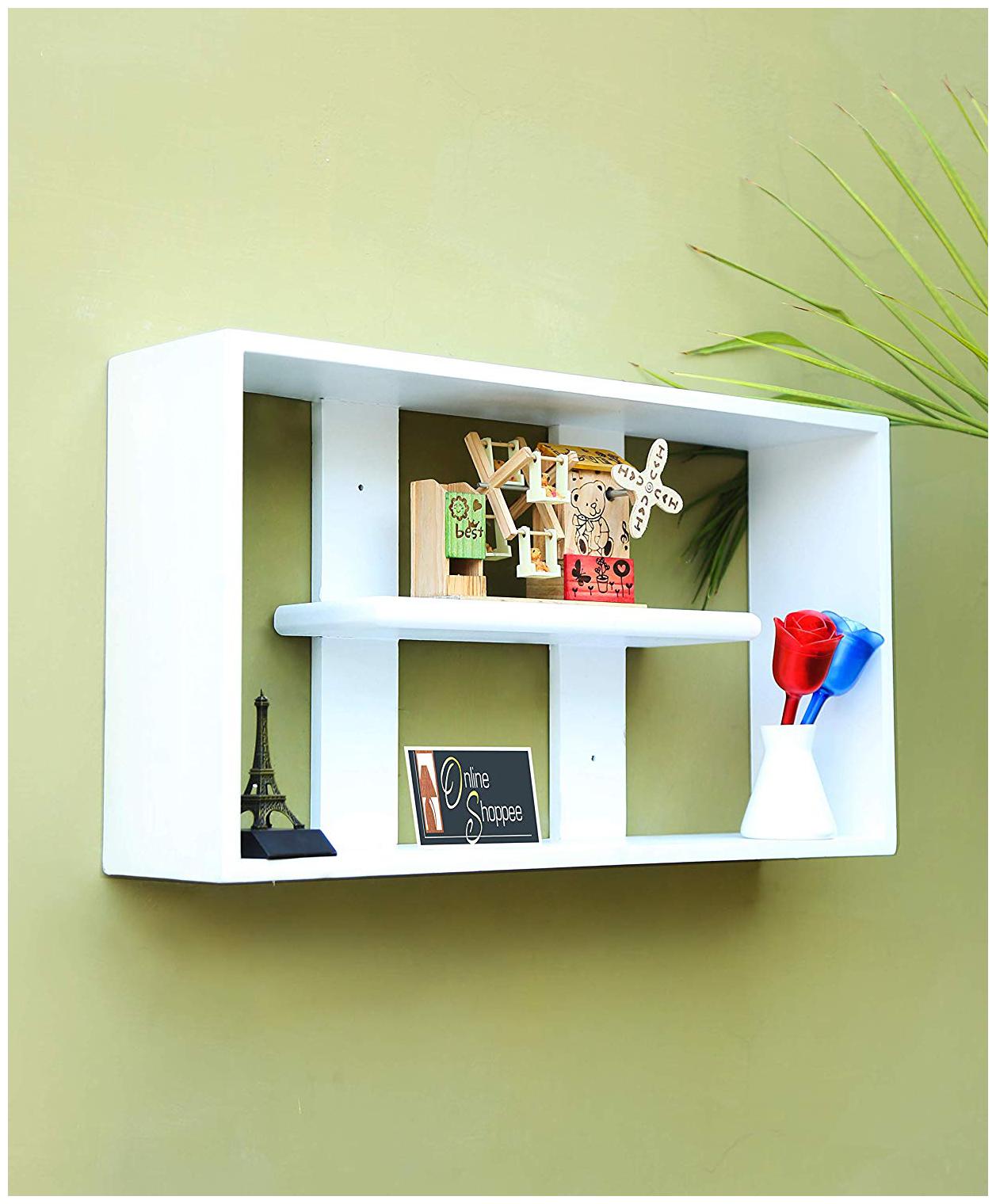 

Onlineshoppee Wooden Handicraft multiple compartments Designer Wooden Wall Shelf