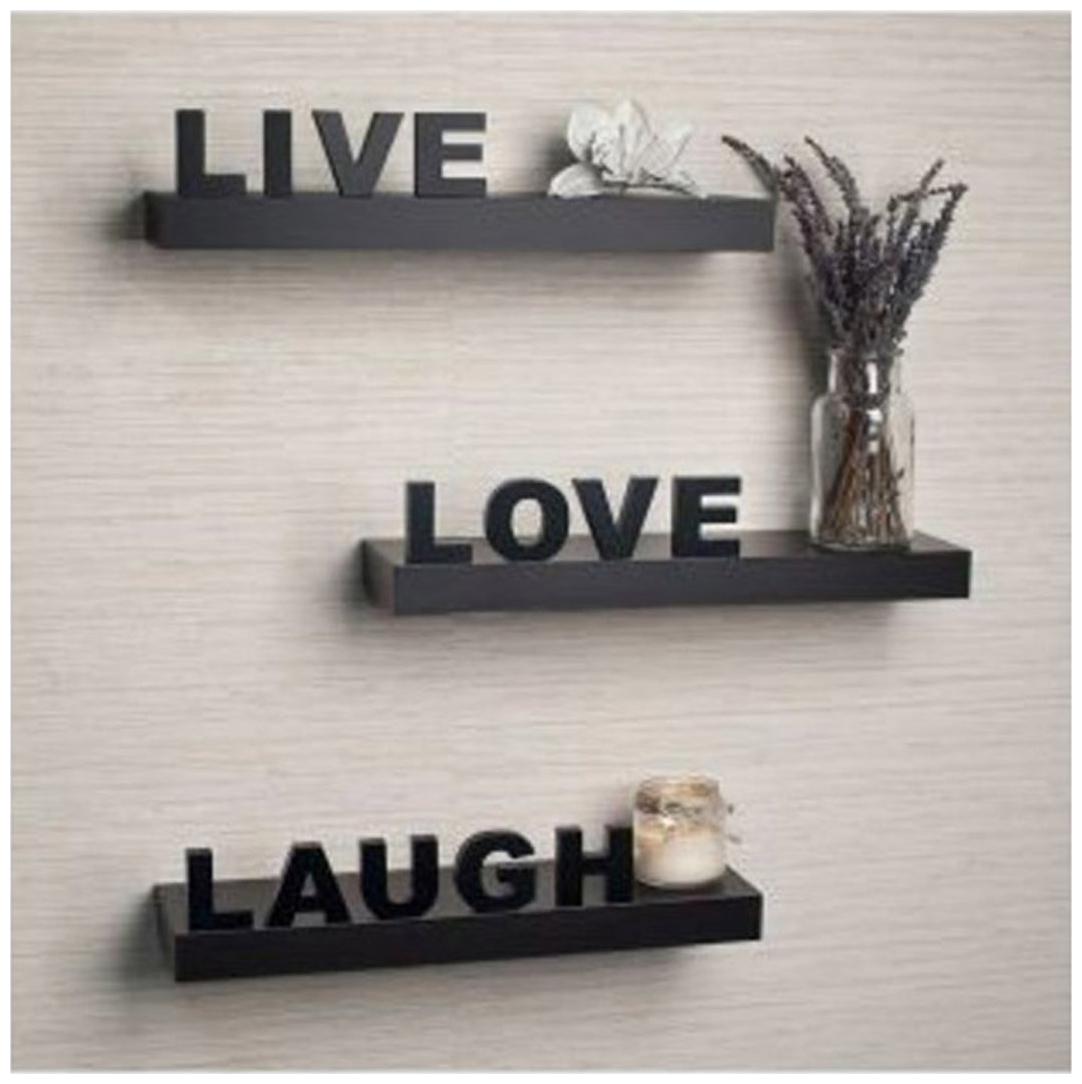 

Onlineshoppee Beautiful Wooden Black Wall Shelves Set Of 3