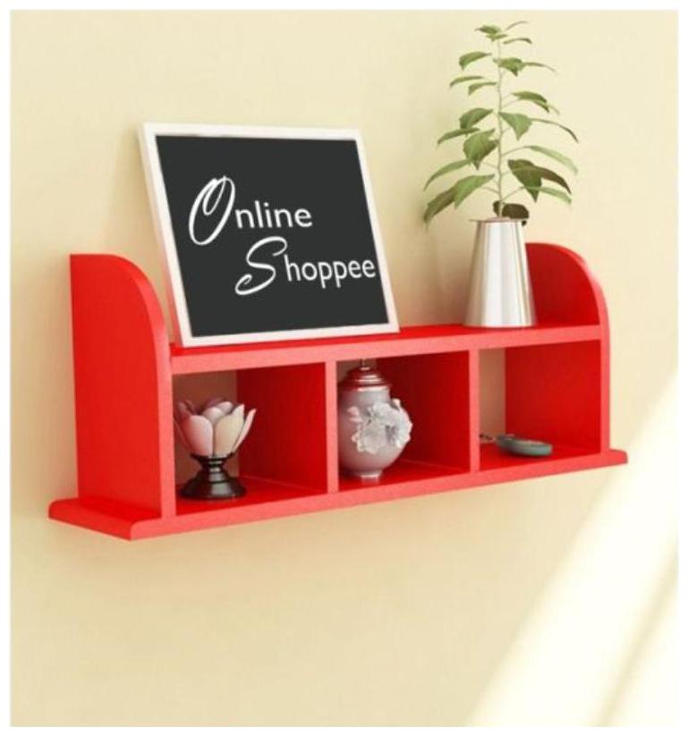 

Onlineshoppee Beautiful Red Wooden Wall Shelves Rack Size (LxBxH-18x5x9 5) Inch