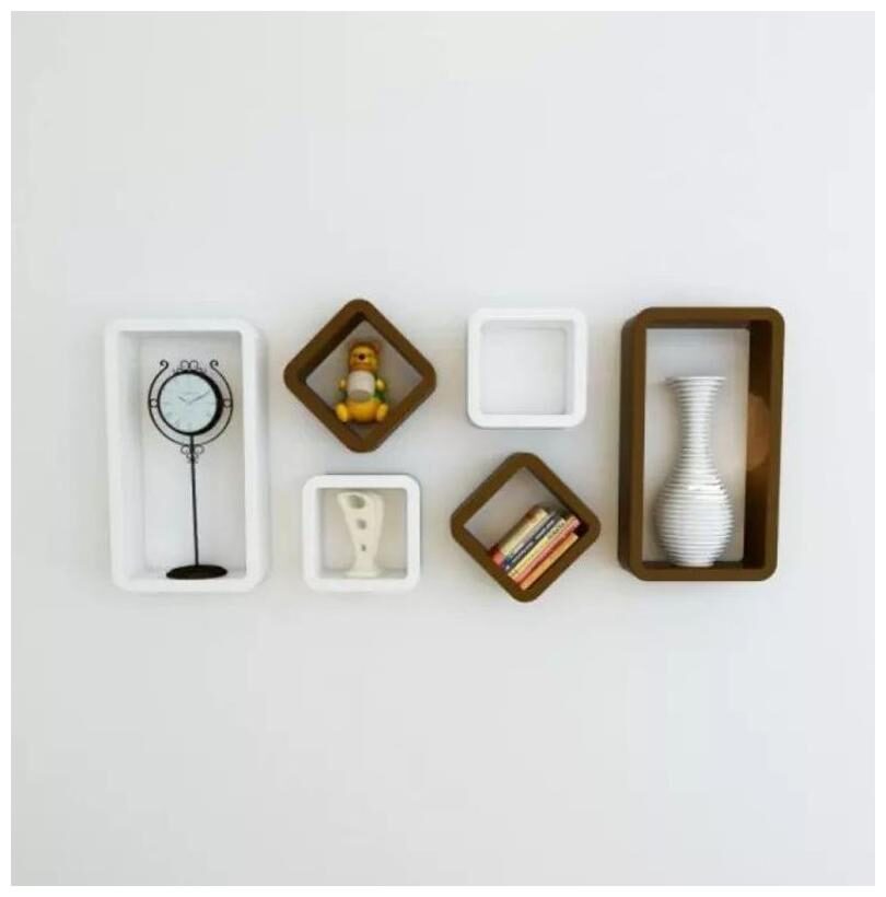 

Onlineshoppee MDF Cube Shape Floating Wall Shelves Set of 6