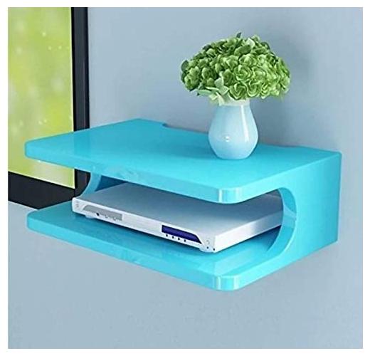 

Onlineshoppee MDF Beautiful Design Set top Box Wall Shelf (Number of Shelves - 2 Blue)