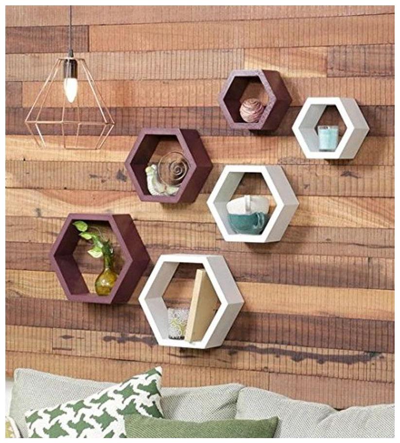 

Onlineshoppee Set Of 6 Hexagon shape Designer Storage Shelves