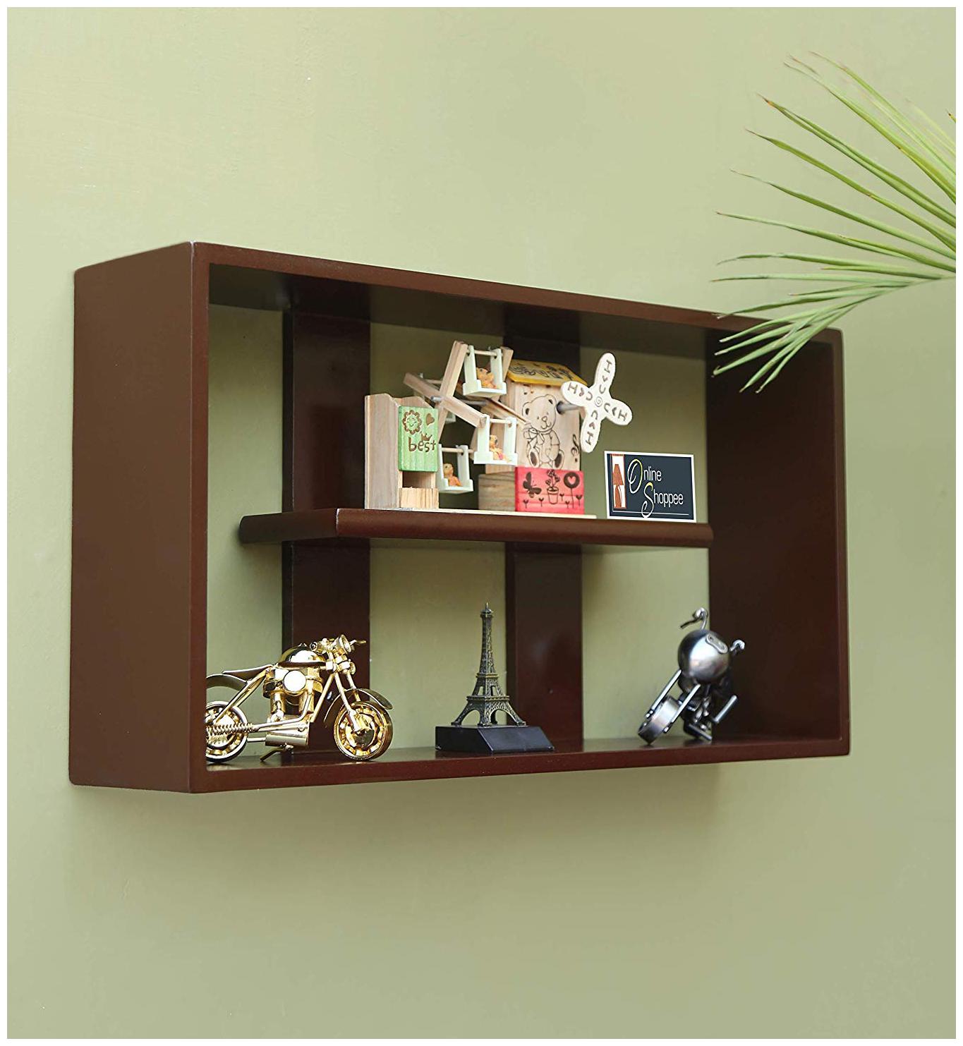 

Onlineshoppee Wooden Handicraft multiple compartments Designer Wooden Wall Shelf