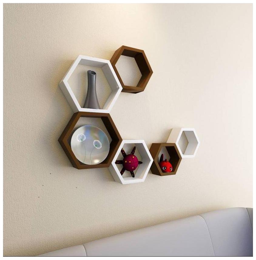 

Onlineshoppee Set Of 6 Hexagon shape Designer Storage Shelves