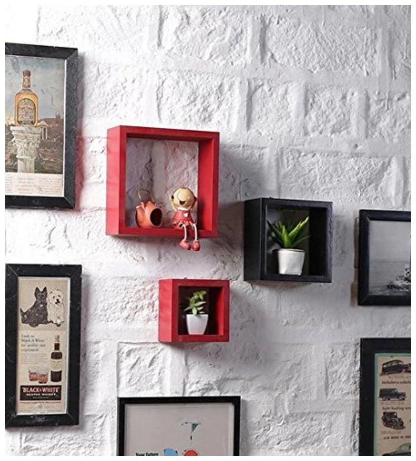 

Onlineshoppee Cuadrado set of 3 MDF Wall Shelf