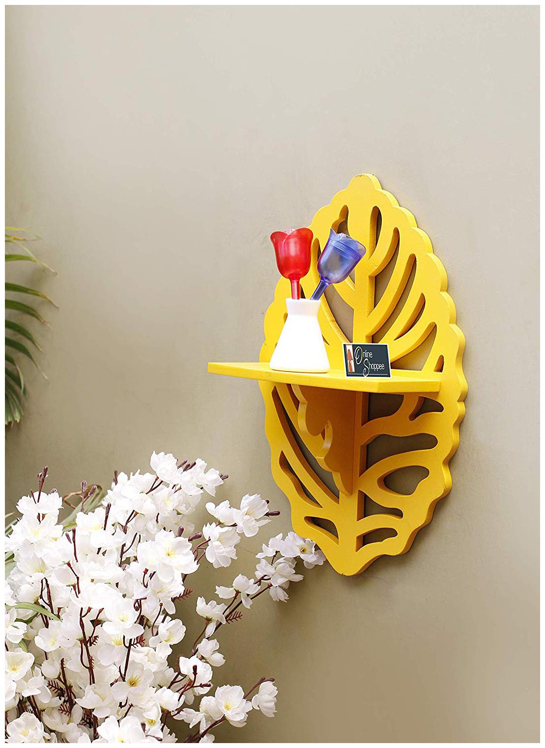 

Onlineshoppee Beautiful MDF Decorative Corner Wall Shelf Size LxBxH - 30 48 cm (12 inch)x12 7 cm (5 inch)x45 72 cm (18 inch) - Yellow
