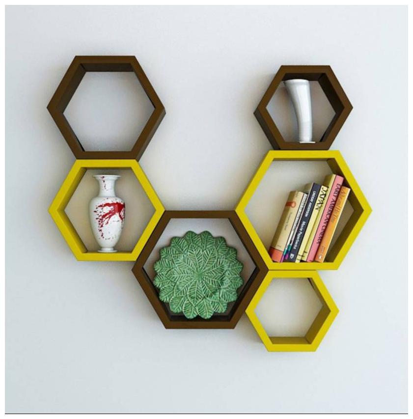 

Onlineshoppee Set Of 6 Hexagon shape Designer Storage Shelves