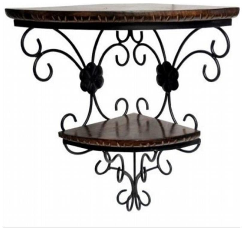 

Onlineshoppee Wooden And Wrought Iron Wall Bracket Size (LxBxH-14x9 5x18) Inch