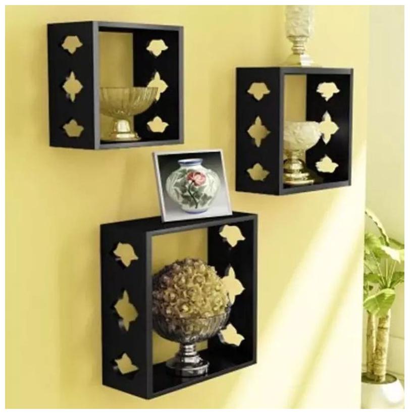 

Onlineshoppee Square Nesting MDF Wall Shelf Size(LxBxH-10x4x10) Inch
