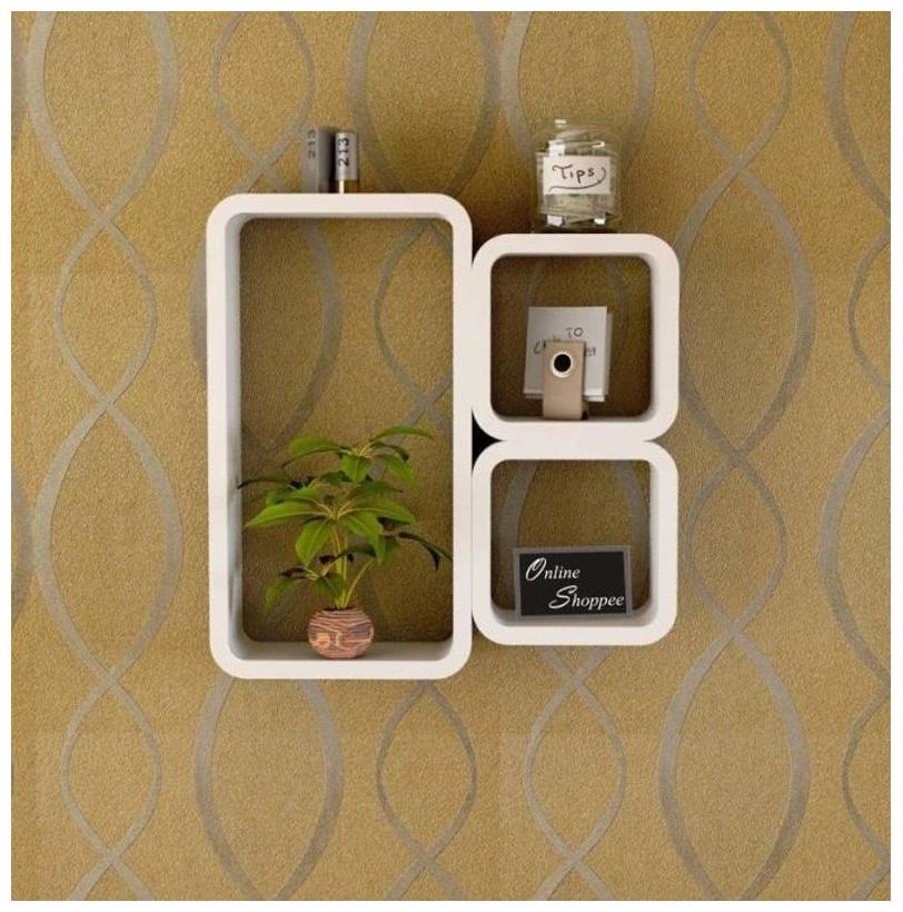 

Onlineshoppee MDF Cube Shape Floating Wall Shelves Set of 3