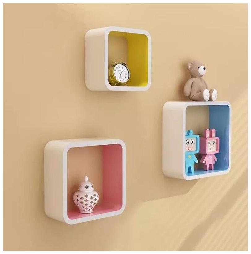 

Onlineshoppee MDF Artesania Cube Floating Wall Shelves Set of 3