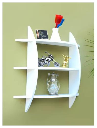 

Onlineshoppee Beautiful 3 Tier MDF Wall Shelves Rack - White