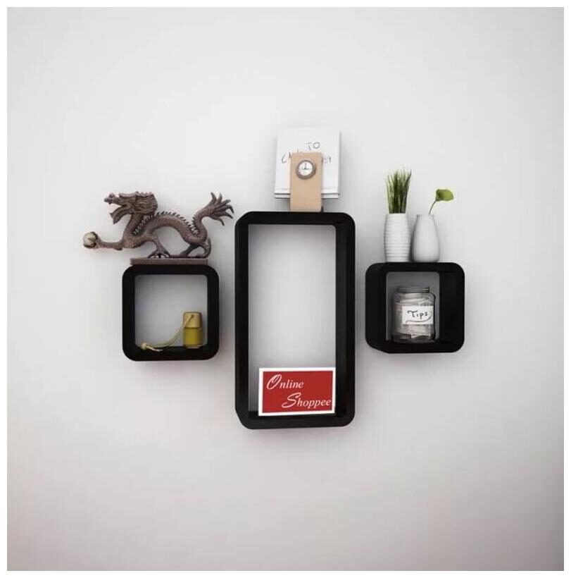 

Onlineshoppee MDF Cube Shape Floating Wall Shelves Set of 3