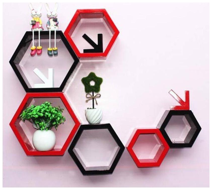 

Onlineshoppee Set Of 6 Hexagon shape Designer Storage Shelves
