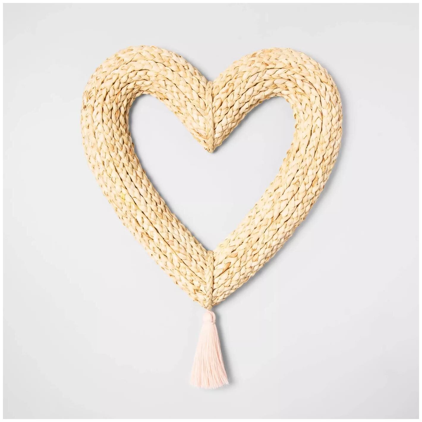 

Opalhouse 15 x 14 7 Dried Corn Husk Heart Wreath Natural Valentines Day Decor
