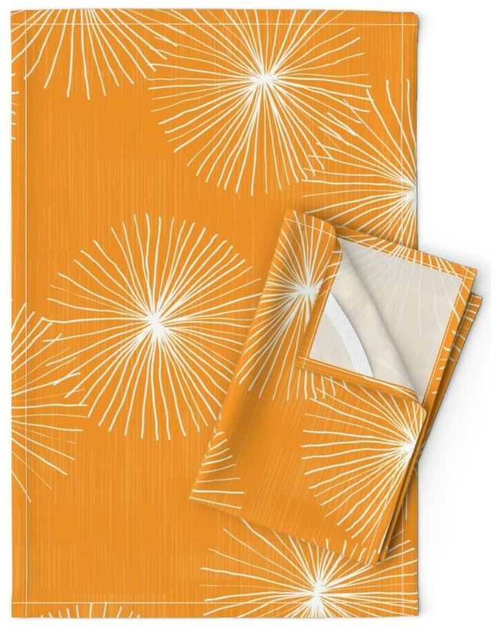 

Orange Energizing Vibrant Abstract Linen Cotton Tea Towels by Roostery Set of 2