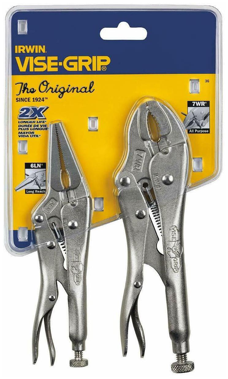 

Original Locking Pliers Set with Wire Cutter 2-Piece Hardened teeth Design