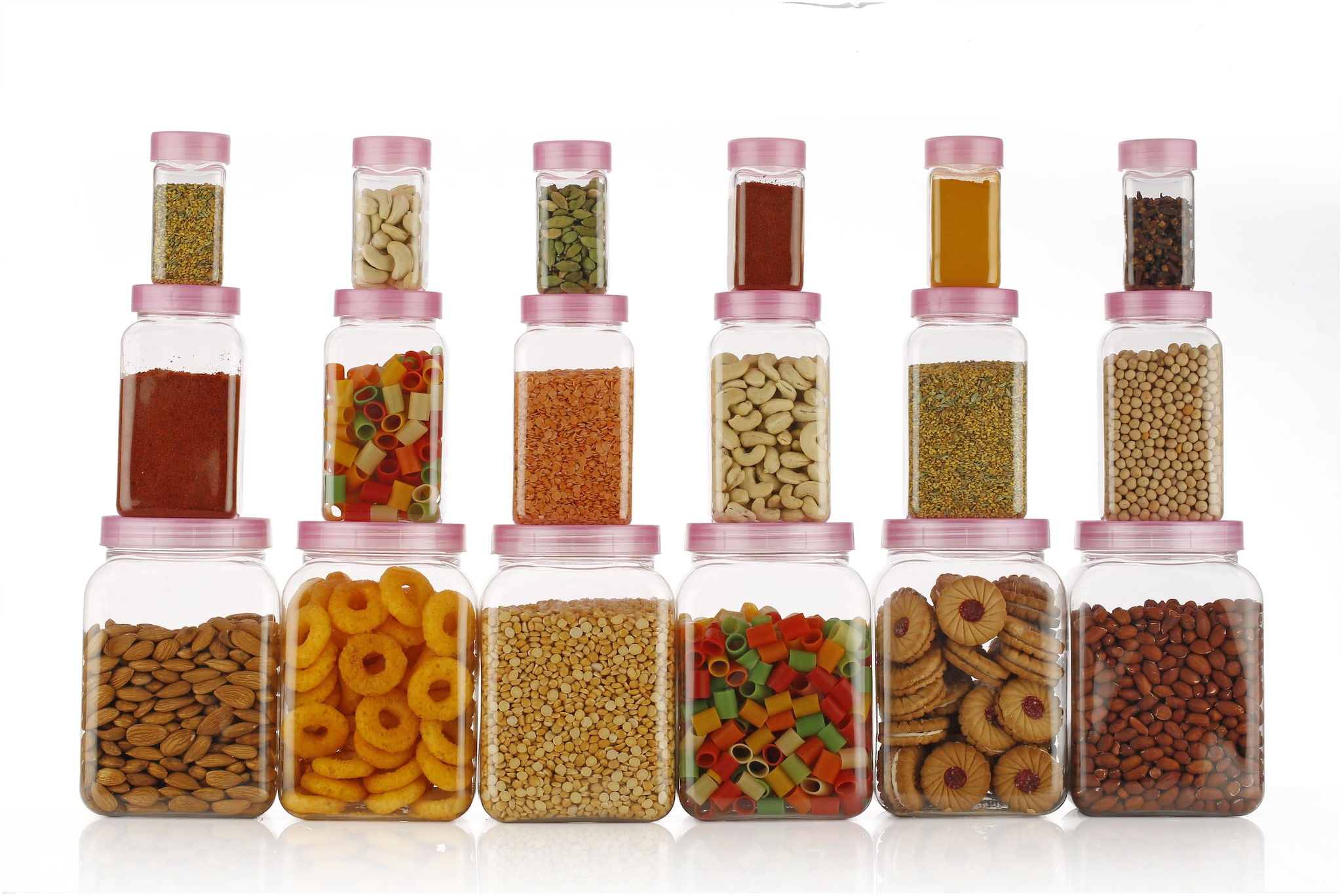 

Osious Canisters Jars Set Container Box Kitchen Container Combo Set Of 18 - 200 ml 550 ml 1700 ml Plastic Grocery Container Fridge Container