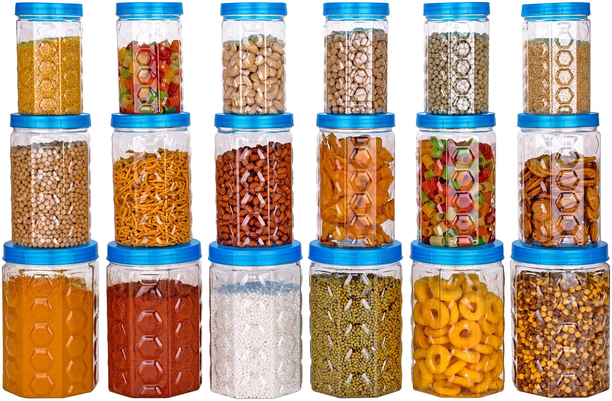 

Osious Kitchen Container Combo Set Of 18 Blue Transparent