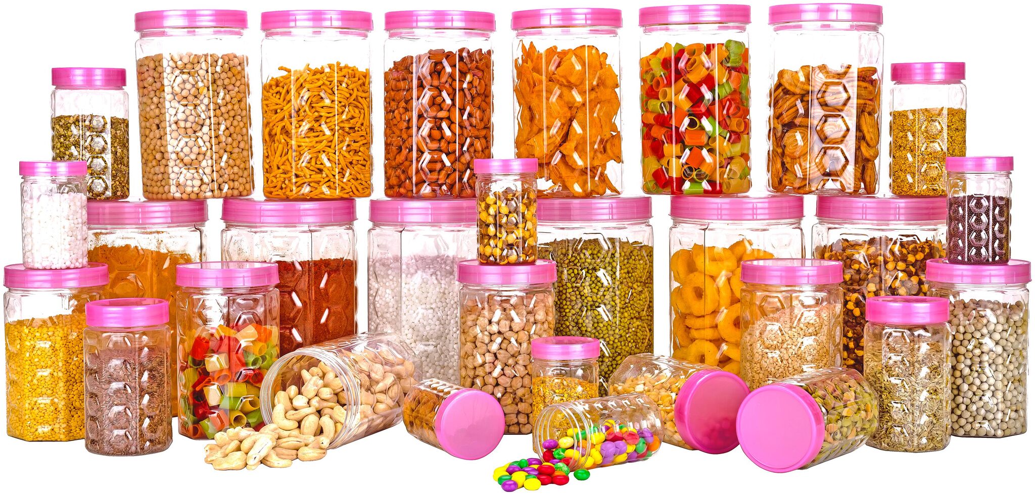

Osious Kitchen Container Combo Set Of 30 Pink Transparent