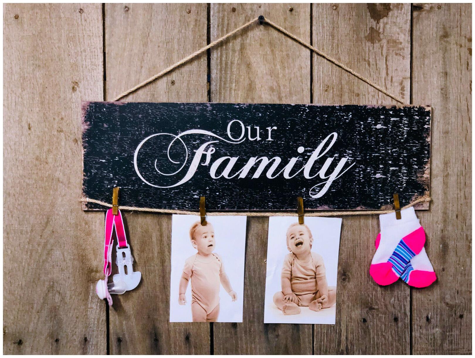 

Our Family Hanging Photo Plaque for Country-Rustic-Farmhouse Home Decor