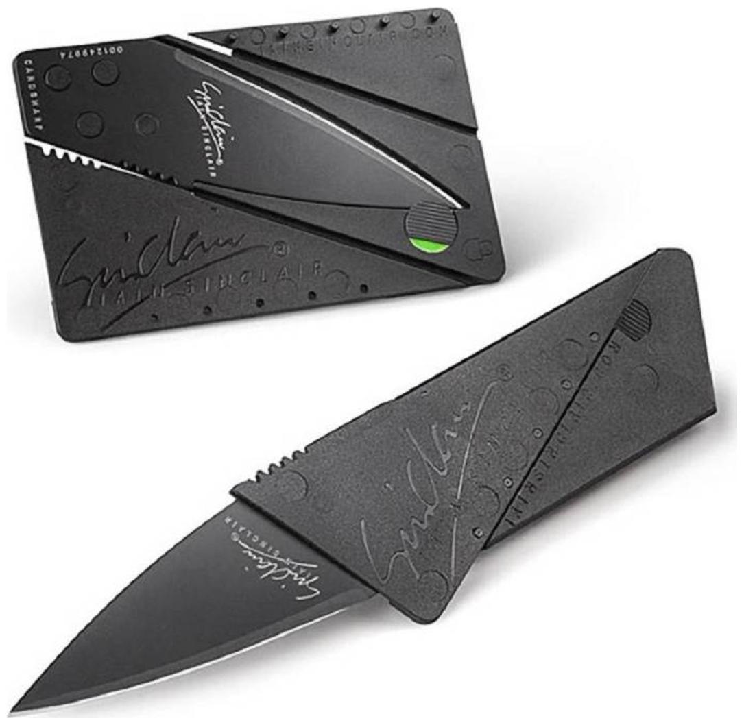 Oxza Credit Card Folding Safety 1 Function Multi Utility Swiss Knife Black