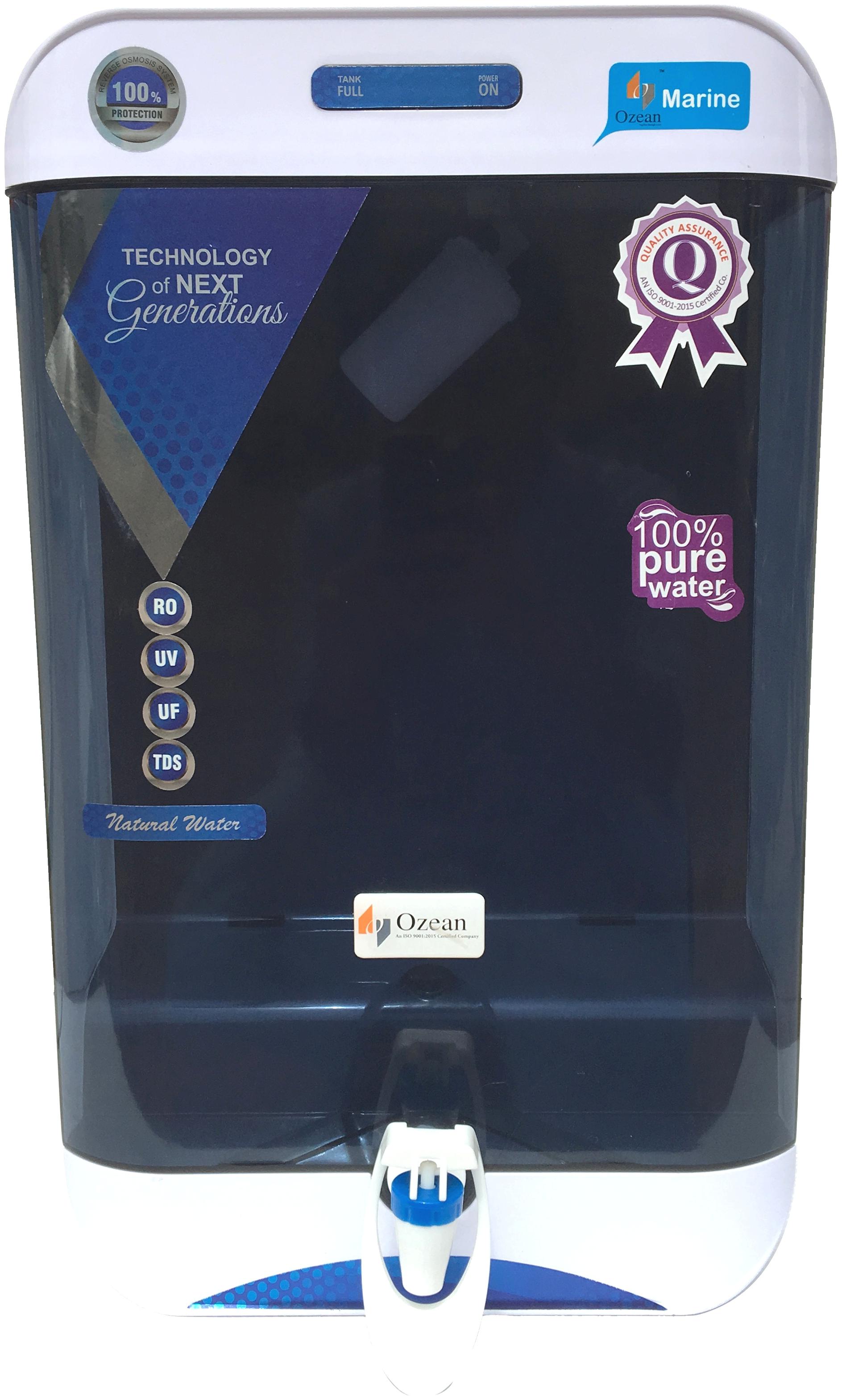 

Ozean Marine black 10Ltr RO UV Mineral TDS Controller Electric Water Purifier with all fitting accessories