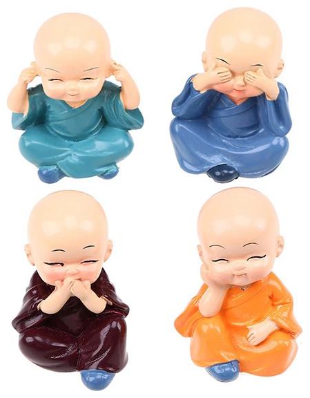 

P S Retail Cute Cartoon Miniature Monks (4 pcs Set)