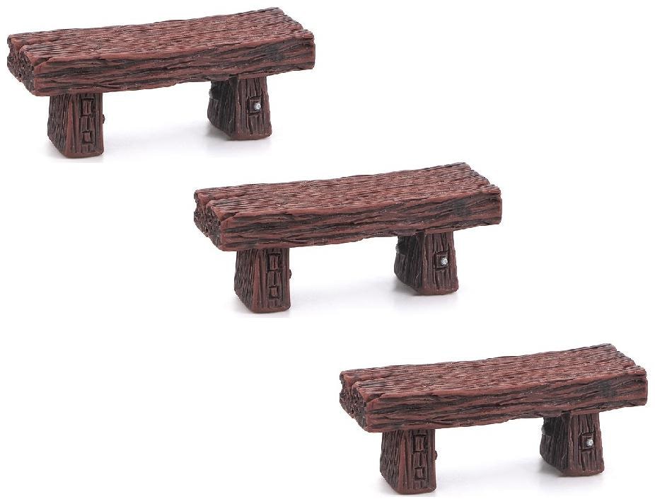 

P S Retail Wood Bench Miniature for Doll House and DIY Decoration- Type- C (3pcs Set)
