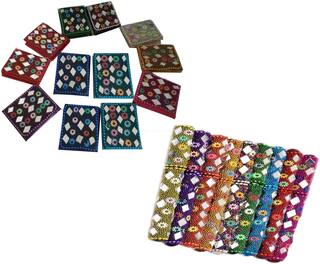 PAARTHA SAARTHI Rajasthani Colourful Decorative Pen with Mirror Work Diary Key Chain -Set of 22 pcs