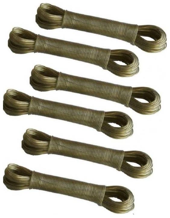 Buy (pack of 6) Cloth Steel rope 10m Plastic, Steel Clothesline (10 m ...