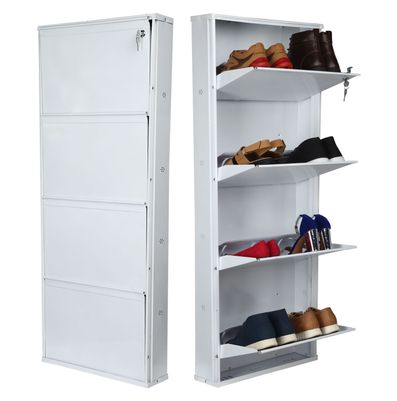 

PAffy Powder Coated 4 Door Steel Shoe Rack - White