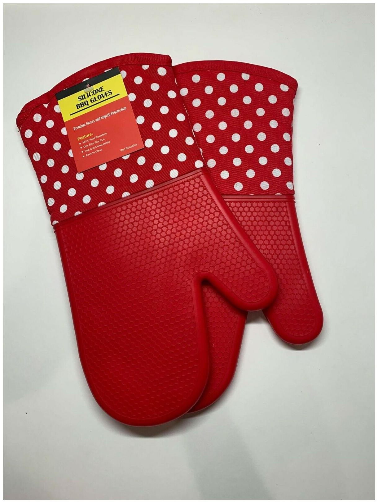 

Pair Silicone Extreme Heat Resistant Cooking Oven Mitt BBQ Hot Grilling Gloves