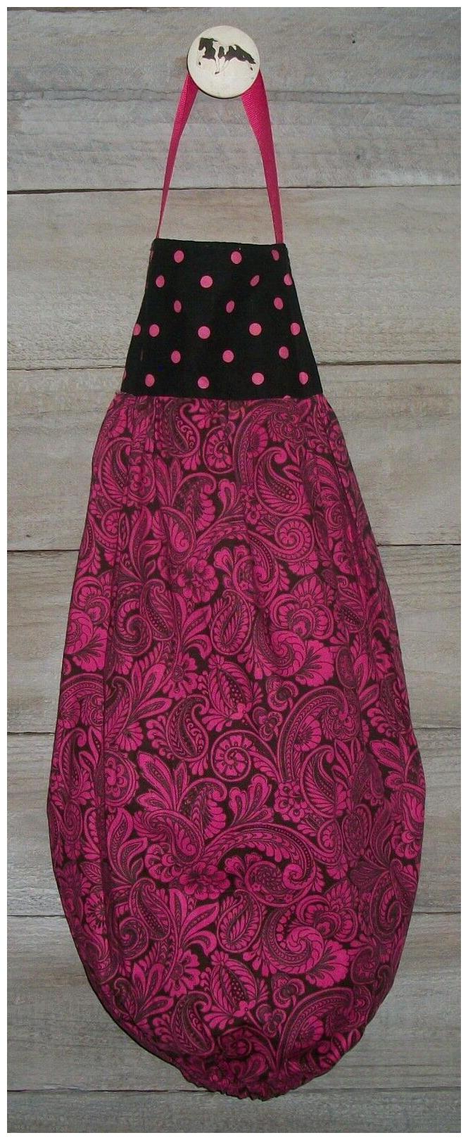 

Paisley Floral Plastic Grocery Bag Rag Sock Holder Organizer Handmade