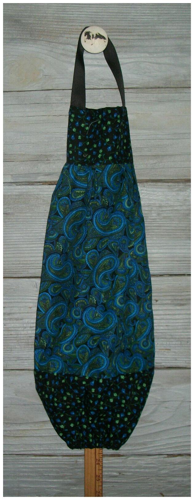 

Paisley Floral Plastic Grocery Bag Rag Sock Holder Organizer Handmade