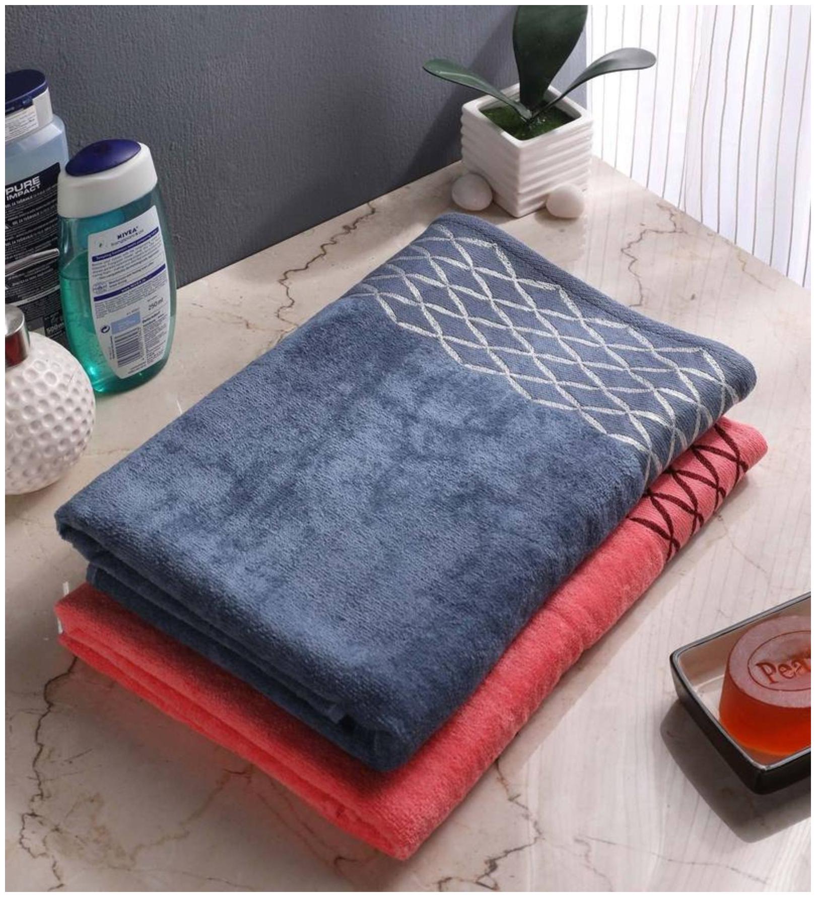 

Palars London 400 GSM Cotton Bath towel ( 2 pieces Grey Peach )