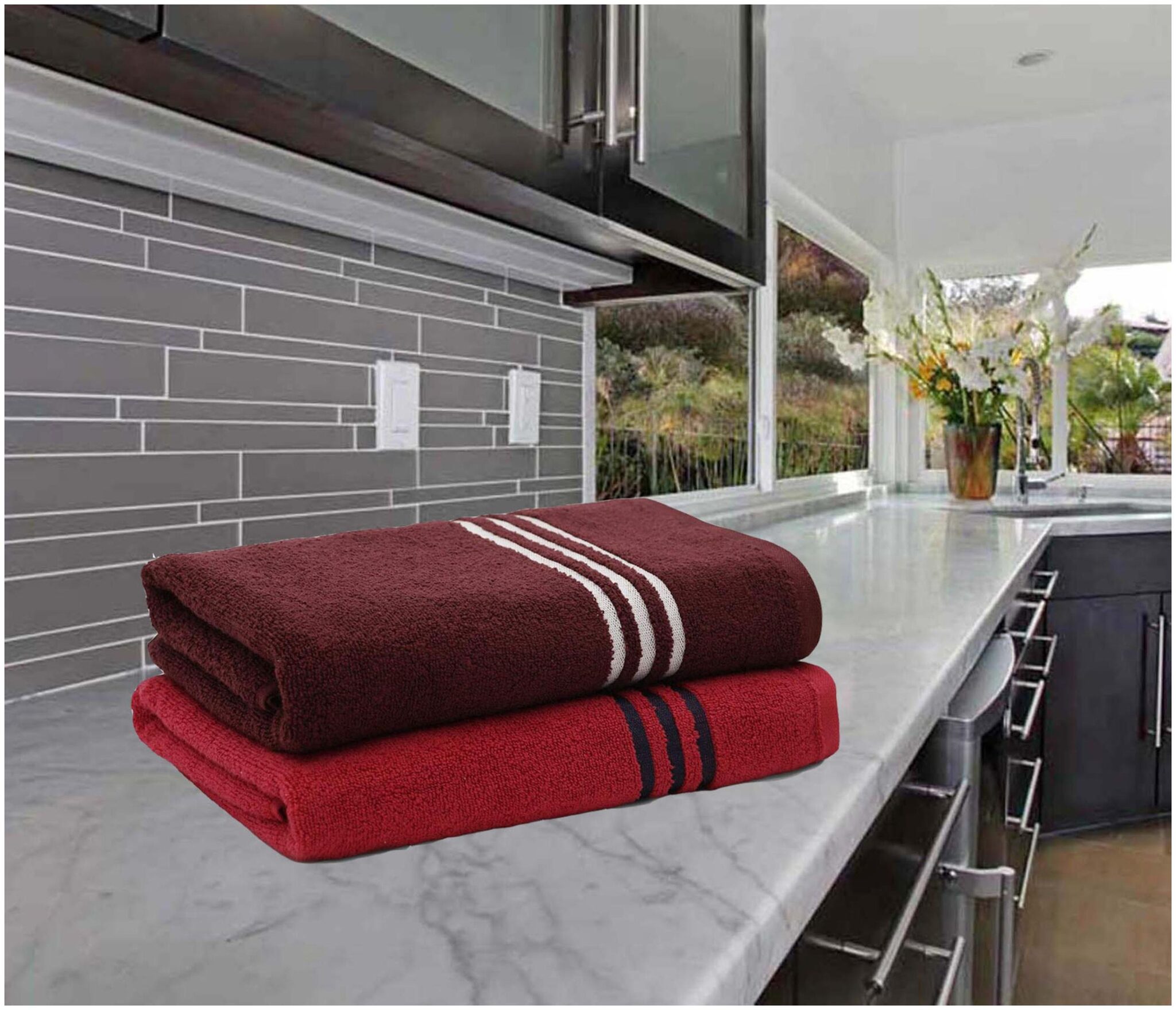 

Palars London 400 GSM Cotton Bath towel ( 2 pieces Red Brown )