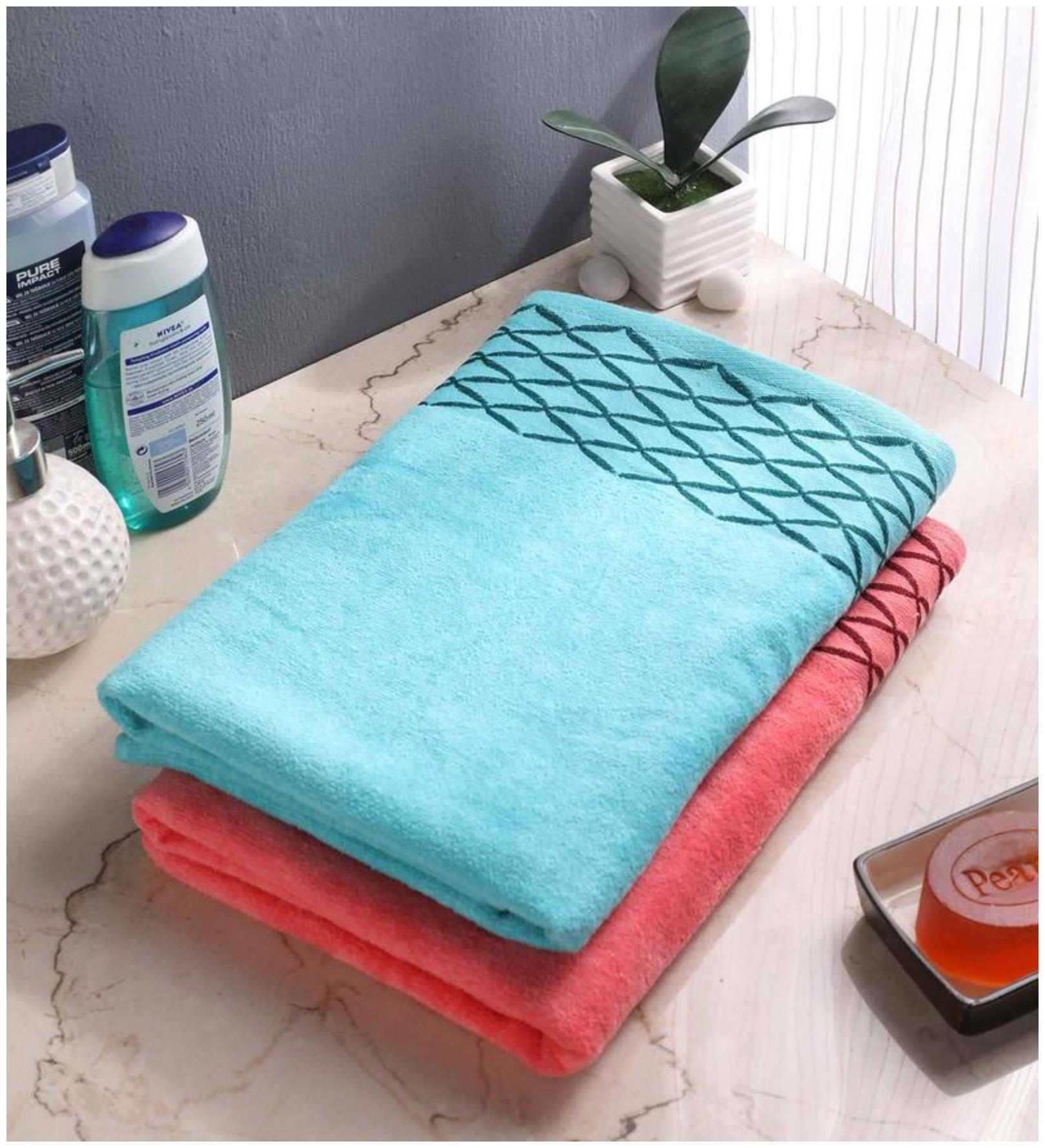 

Palars London 400 GSM Cotton Bath towel ( 2 pieces Peach Turquoise )