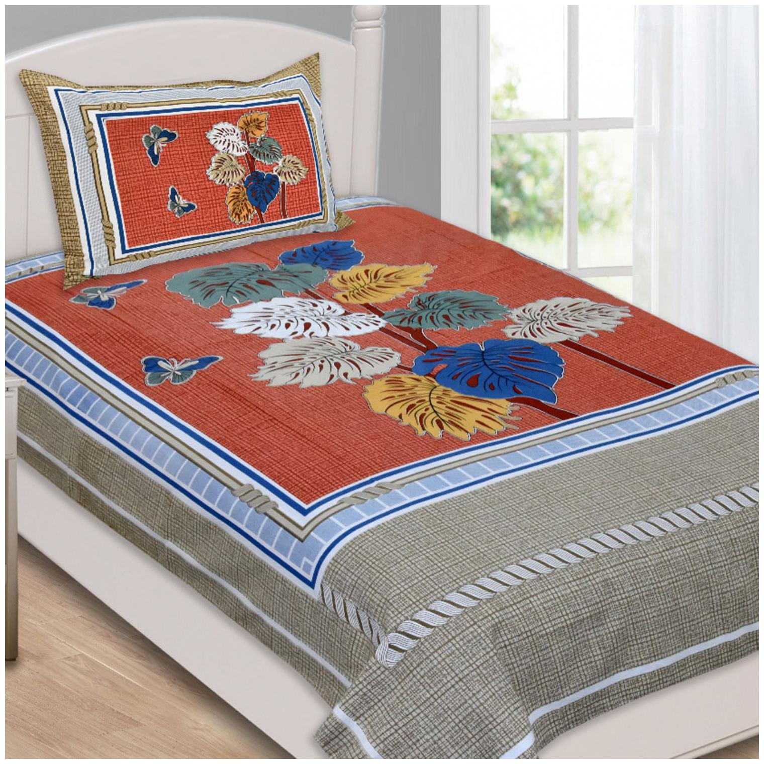 

Palars London Cotton Floral Single Size Bedsheet 180 TC ( 1 Bedsheet With 1 Pillow Covers Multi )