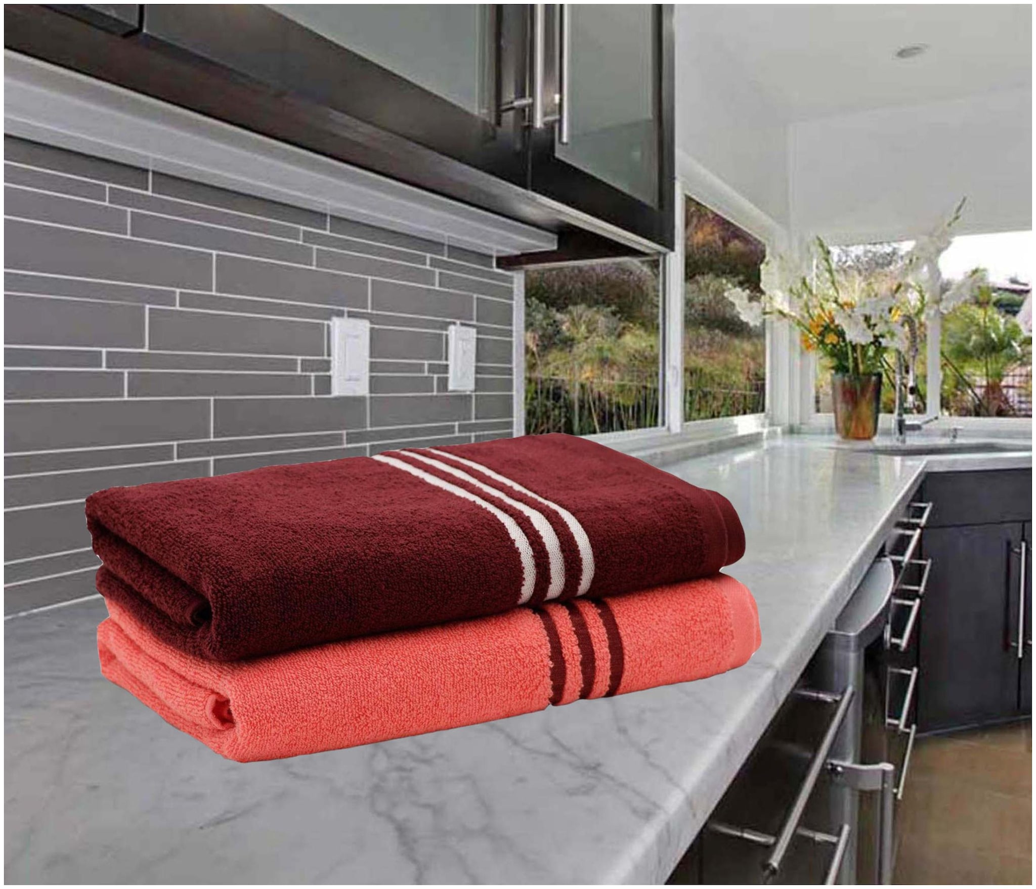 

Palars London 400 GSM Cotton Bath towel ( 2 pieces Pink Brown )