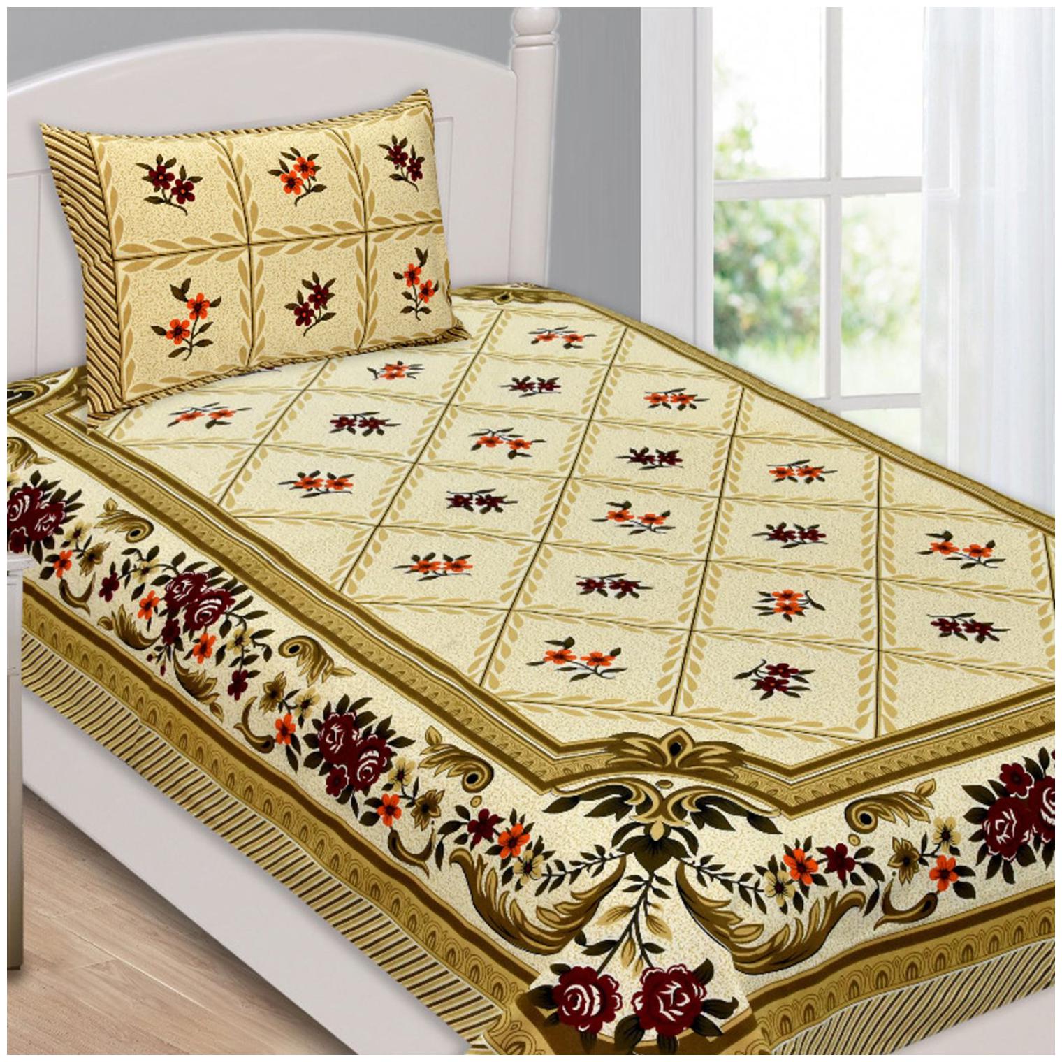 

Palars London Cotton Floral Single Size Bedsheet 180 TC ( 1 Bedsheet With 1 Pillow Covers Multi )