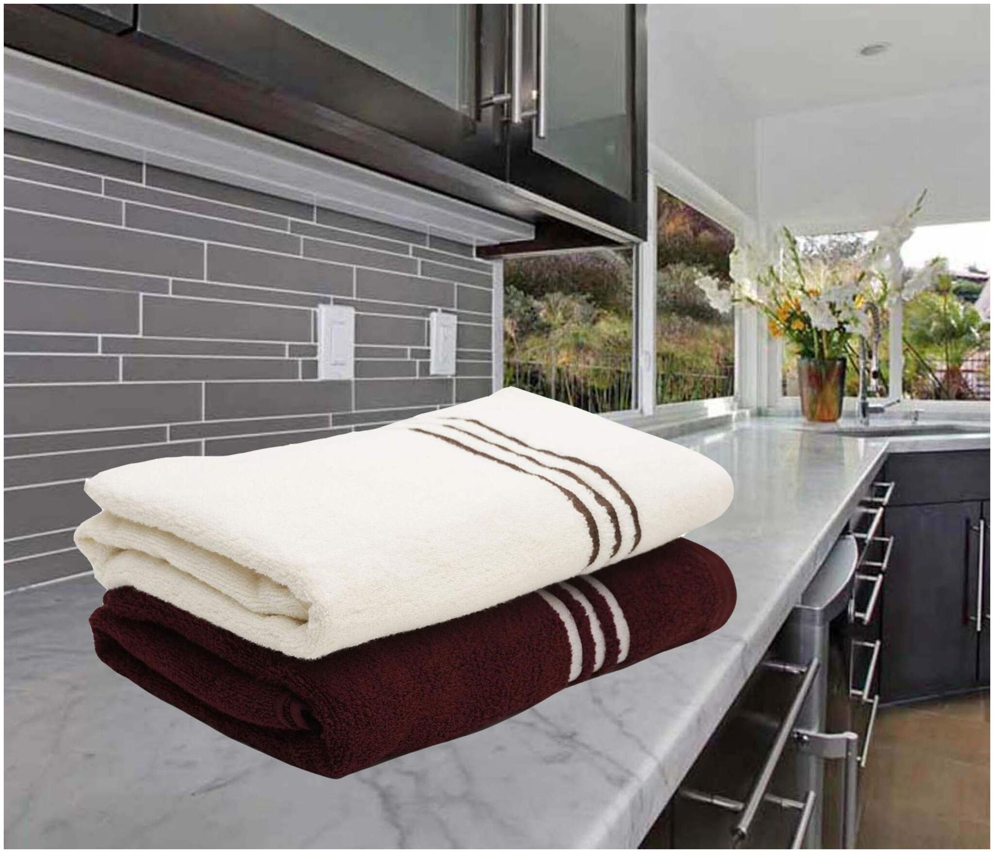 

Palars London 400 GSM Cotton Bath towel ( 2 pieces Brown White )