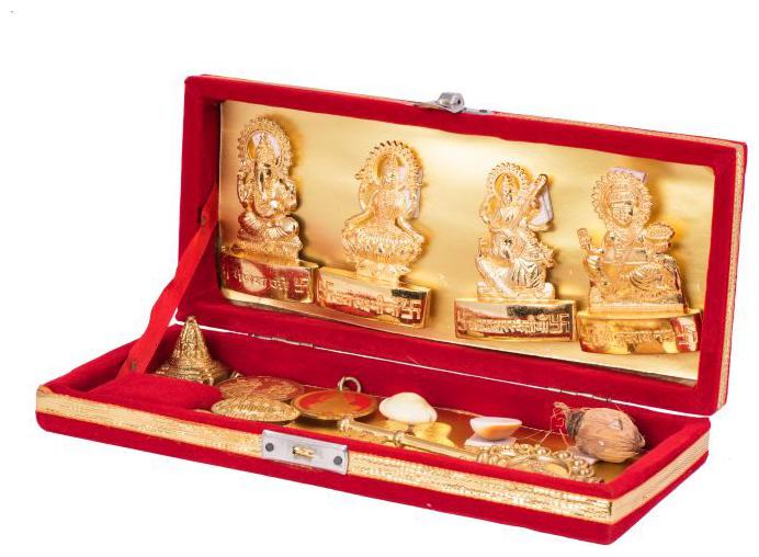 

Pandit NM Shrimali Showpieces Golden Metal Sampoorna Sarv Samridhi Sarv Dosh Nivaran Box
