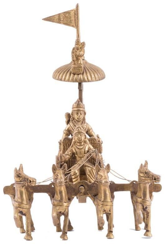 

Pandit NM Shrimali Showpieces Golden Metal Asthadhatu Arjun Rath