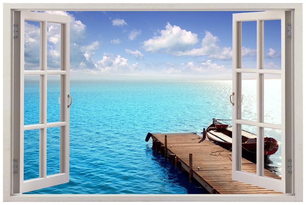 

Paper Plane Design Ocean Beach Seascape View Wall Decal Sticker