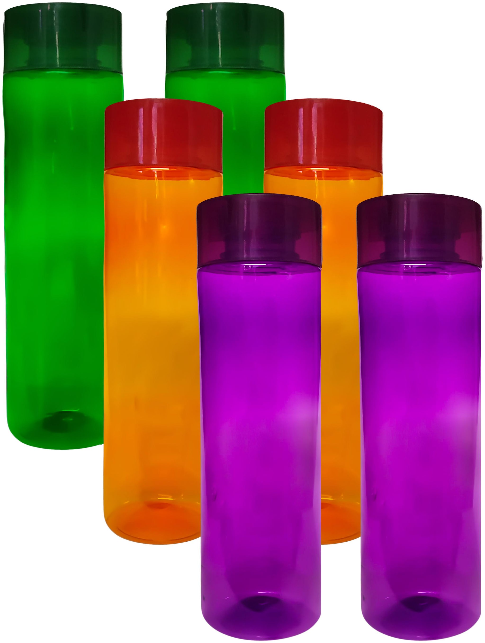 

ARNAH TREASURE Plastic Assorted Water Bottle ( 1000 ml Set of 6 )