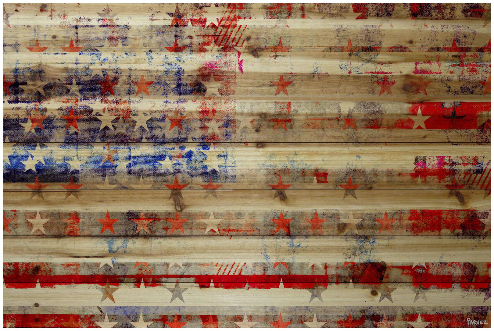 

Parvez Taj Stars and Stripes on Natural Pine Wood Art Printed on - 30 x 45