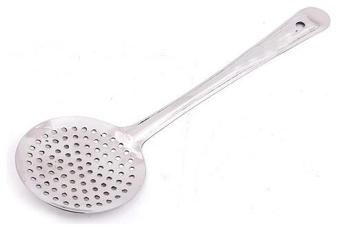 

Passion Bazaar Stainless Steel Jhara Skimmers for Frying Puris Cutlery Set Glossy Look Mirror Finish Food Grade Safe Use in Hotel Restaurant Home Kitchen Dining Table-Set of 1