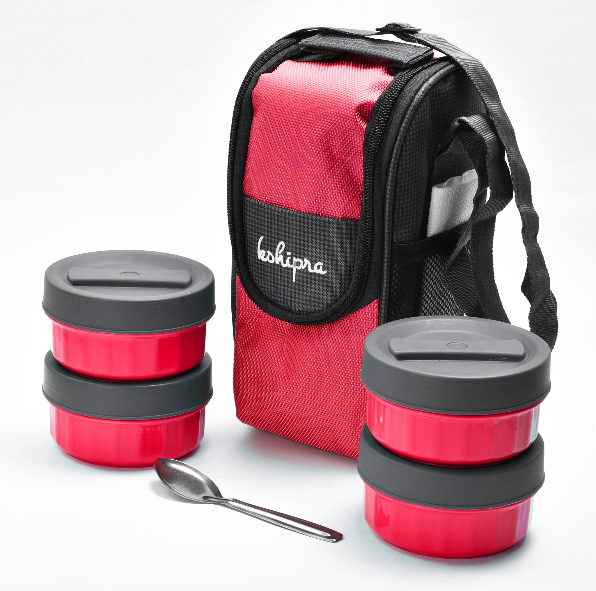 

Passion Bazaar Kshipra Insulated Stainless Steel Power Lunch Box Pink Color With SS Containers and Cushion Bag cover